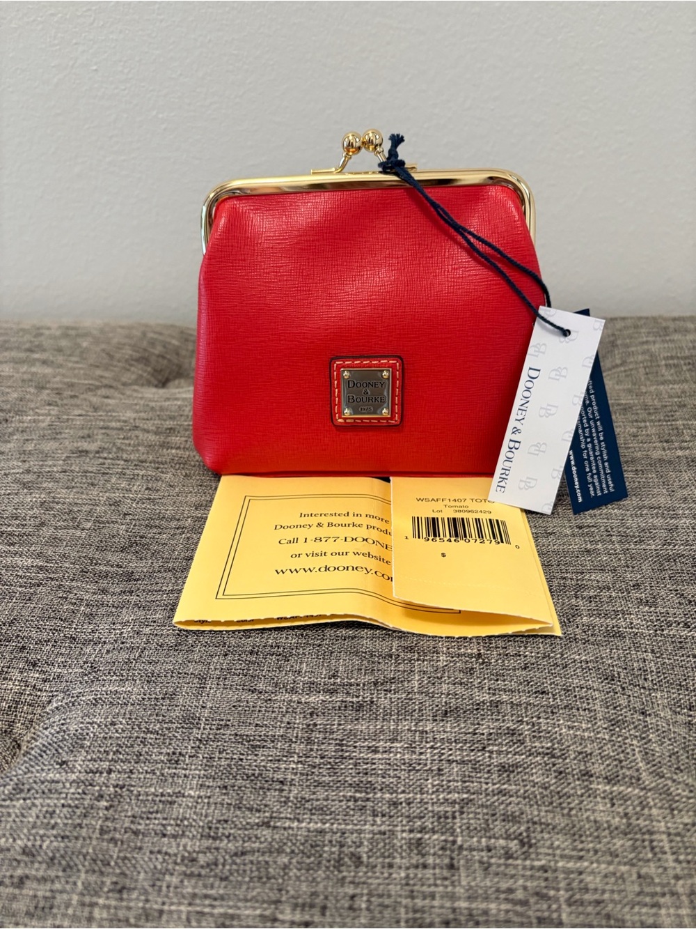 NEW WITH TAGS Dooney & Bourke Red Saffiano Leather Large Framed Kisslock Purse!